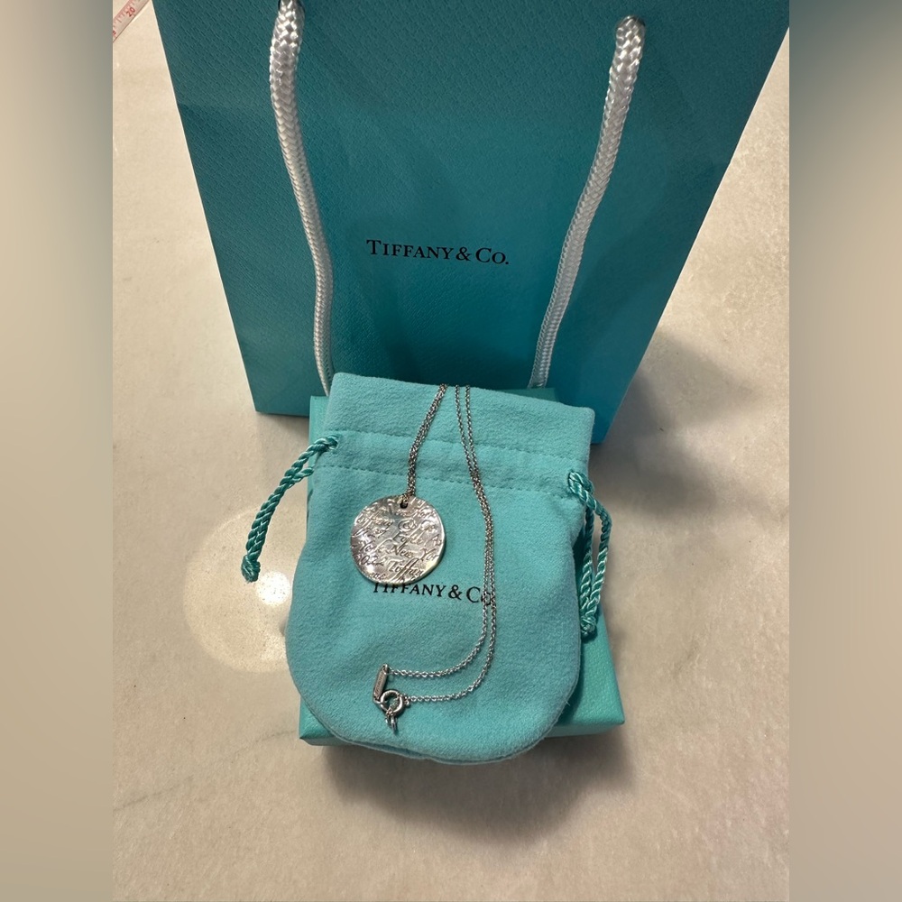 Tiffany & Co. Sterling Silver Notes disc necklace-Authentic